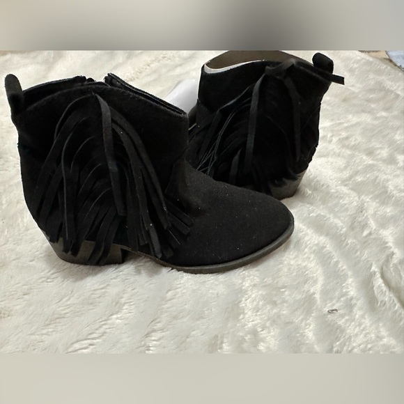 Black Justice Tassle Boots Size 6 Western Heels Block Short - Picture 1 of 2